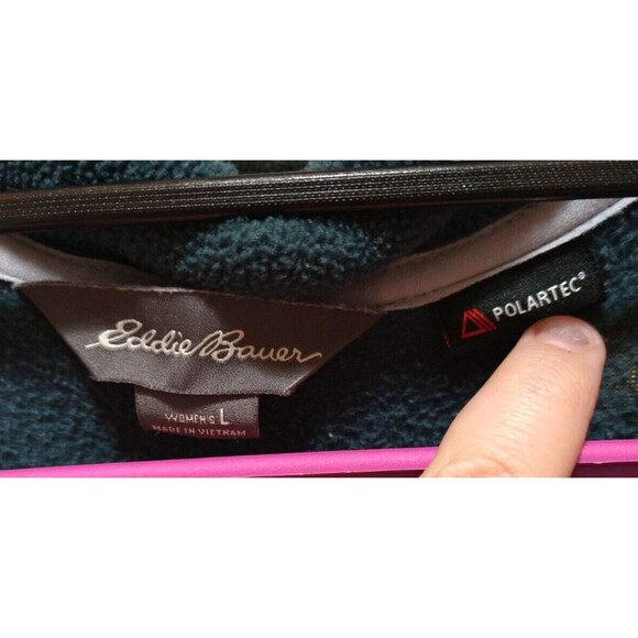 EDDIE BAUER WOMANS SIZE L FOREST GREEN POLARTEC 3/4 ZIP PULLOVER FLEECE SOFT - Picture 5 of 8